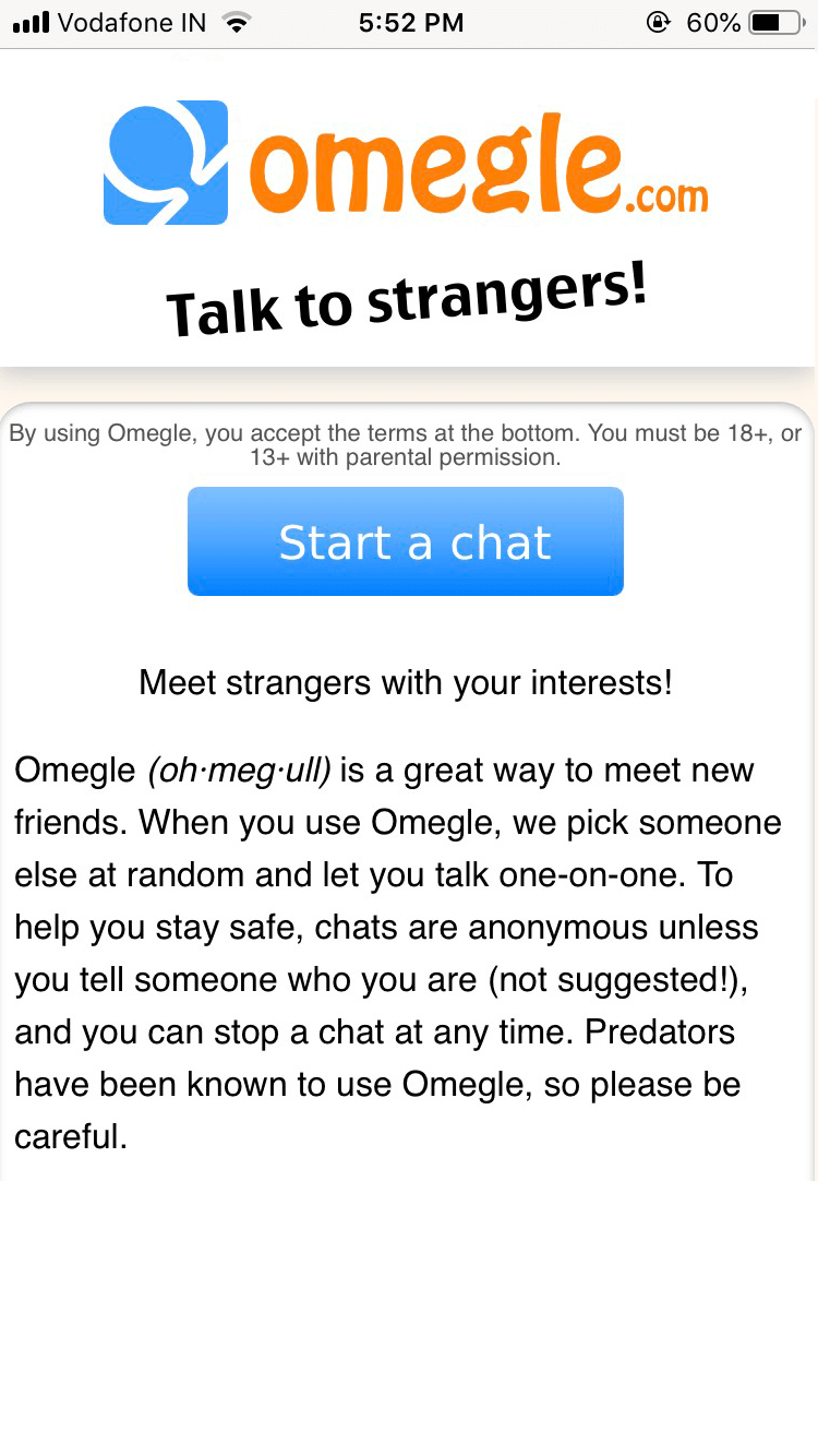 Omegle free chat with strangers